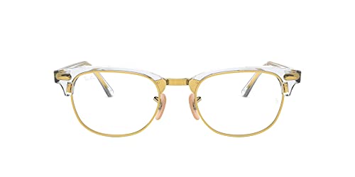 Ray-Ban RX5154 Clubmaster Square Prescription Eyeglass Frames, Transparent/Demo Lens, 51 mm