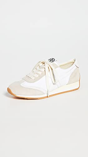 Tory Burch Women's Hank Sneakers, Snow White/Beige, 8 Medium US