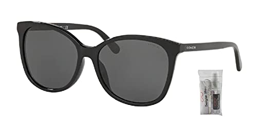 Coach HC8271U 500287 57MM Black/Dark Grey Square Sunglasses for Women + BUNDLE with Designer iWear Eyewear Kit