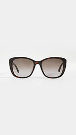 Bottega Veneta Women's New Entry Beveled Shape Sunglasses, Havana-Havana-Grey, One Size