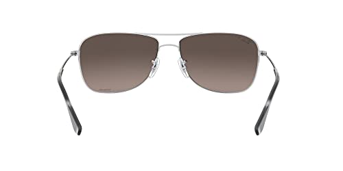 Ray-Ban RB3543 Chromance Aviator Sunglasses, Silver/Polarized Grey Mirrored Silver, 59 mm + 0
