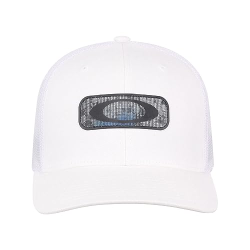 Oakley Indy Hologram Patch Trucker Stretch-Fitted Hat (White, L/X)