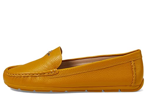 Coach® Marley Driver Women Loafers – Pebbled Leather Upper – Cushioned Footbed – Synthetic Lining – Gold Tone Yellow Gold 8.5 B - Medium