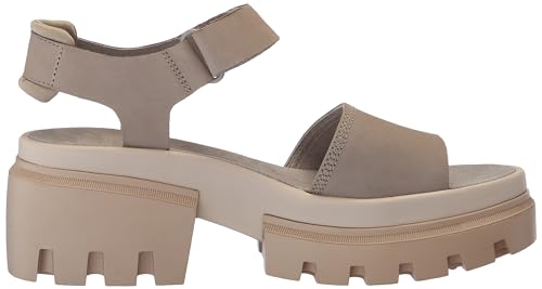 Timberland Women's Everleigh T-Strap Sandal, Light Taupe Nubuck, 6