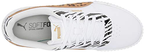 Puma Womens Carina Animal Mix Leather Animal Print Sneakers White 8 Medium (B,M)