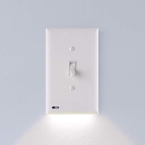 3 Pack - SnapPower SwitchLight - LED Night Light - for Single-Pole Light Switches - Switch Plate with LED Night Lights - Adjust Brightness - Auto On/Off Sensor - (Toggle, White)