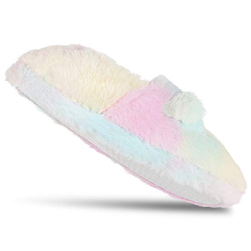 Jessica Simpson Girls Cute and Cozy Plush Slip On House Slippers with Memory Foam, Tie Dye, X-Large