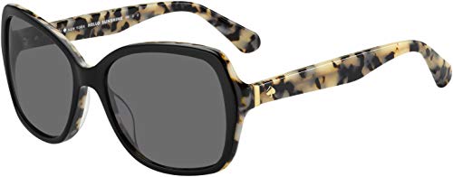 Kate Spade Karalyn/S 0WR7 56MM Black Havana / Gray Polarized Square Sunglasses for Women + BUNDLE with Designer iWear Complimentary Eyewear Care Kit