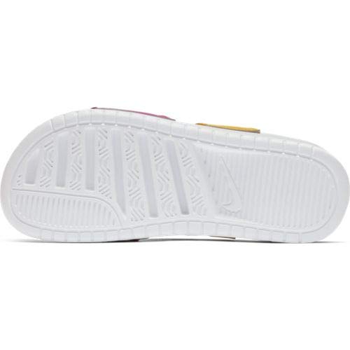 Nike Womens Benassi Duo Ultra Slide Sandals 10 White/Laser Orange/Laser Fuchsia