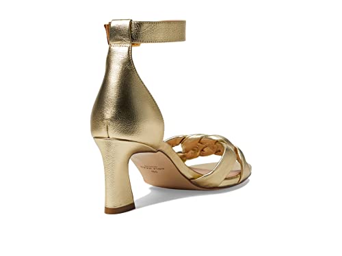 Cole Haan Adella Braided Sandals for Women – Medium Width – Open Almond Toe – PU Midsole – Sculpted Heel Gold Leather 10 B - Medium