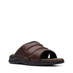 Clarks Men's Walkford Easy Flat Sandal, Brown Tumbled Leather, 13