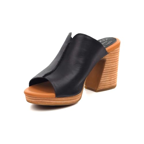 KORK-EASE Harlin Women's Wedge Sandal, Black, 9M US