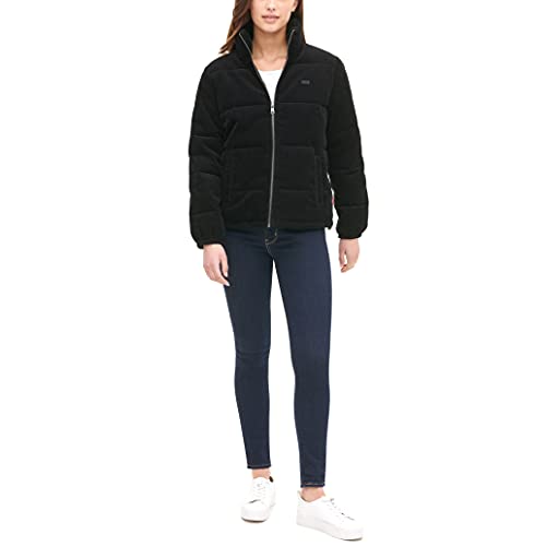 Levi's Women's Zoe Puffer Jacket (Standard & Plus Sizes), Black Corduroy, X-Large