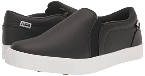 Puma Golf Women's Tustin Fusion Slip-ON Golf Shoe, Puma Black-Puma White, 8.5