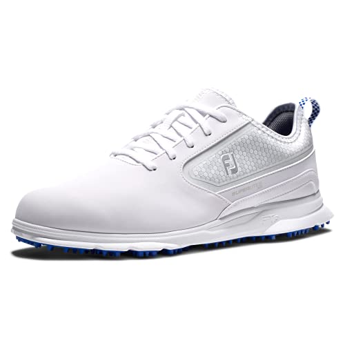 FootJoy Men's Superlites XP Golf Shoe, White/Blue, 9 Wide