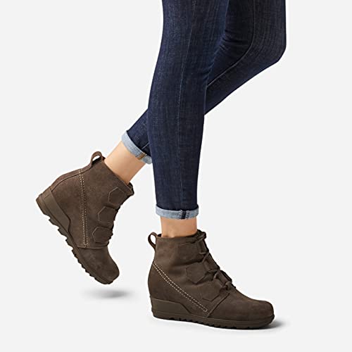 SOREL - Women's Evie Lace Waterproof Suede Ankle Bootie, Major, 8 M US