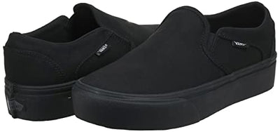 Vans Women's Asher Platform Sneaker, Canvas Black Black, 8