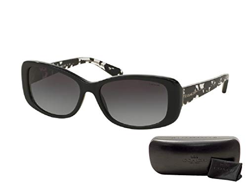 Coach HC8168 534811 56M Black/Black Crystal Mosaic/Light Grey Gradient Rectangle Sunglasses For Women + BUNDLE with Designer iWear Eyewear Kit