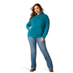 ARIAT Women's Logo Hoodie - Deep Lagoon, Medium