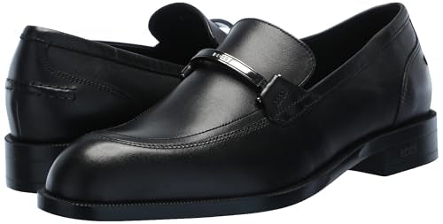 BOSS Tayil Smooth Leather Bit Loafer, Black Currant, 7.5