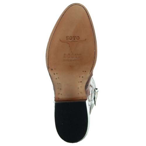 Soto Boots Men's Ostrich Print Cowboy Boots H7002(Cognac, 8)