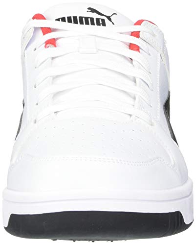 PUMA Men's Rebound Layup Wide Sneaker, White Black-High Risk Red