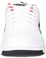 PUMA Men's Rebound Layup Wide Sneaker, White Black-High Risk Red