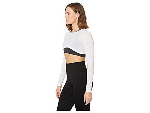 Jamie Sadock Sunsense® 35 SPF Lightweight Long Sleeve Crew Neck Crop Layering Top Medium Sugar White