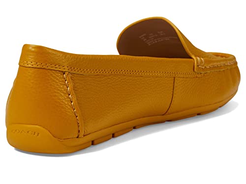 Coach® Marley Driver Women Loafers – Pebbled Leather Upper – Cushioned Footbed – Synthetic Lining – Gold Tone Yellow Gold 8.5 B - Medium