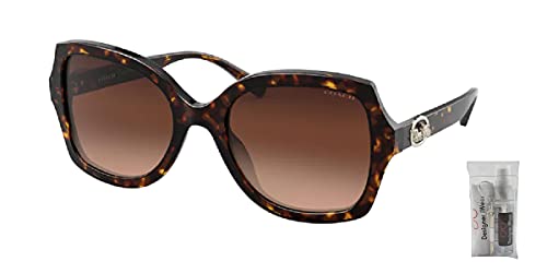 Coach HC8295 56 MM Dark Tortoise/Dark Brown Gradient Square Sunglasses for Women + BUNDLE With Designer iWear Eyewear Kit