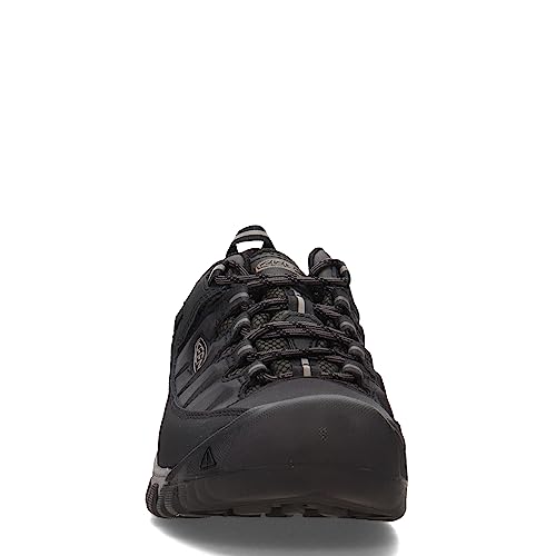 KEEN mens Targhee Exp Low Height Waterproof Hiking Shoe, Black/Steel Grey, 7.5 US