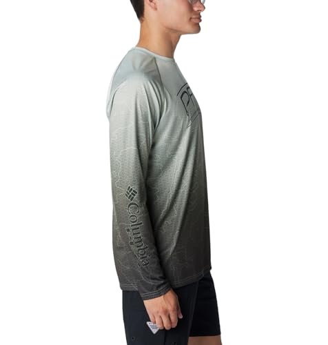 Columbia Men's Super Terminal Tackle PFG Super Fade Long Sleeve, Cypress Techcamo/Bathymetric Super Fade, Medium