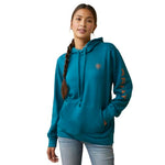 ARIAT Women's Logo Hoodie - Deep Lagoon, Medium