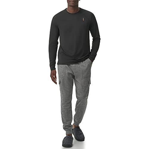 BASS OUTDOOR Men's Knit Long Sleeve Tee, Black, Medium