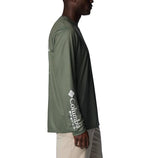 Columbia Men's Terminal Tackle PFG Bait Jumper Long Sleeve, Cypress/New Mint Bait Jumper Fresh, X-Small