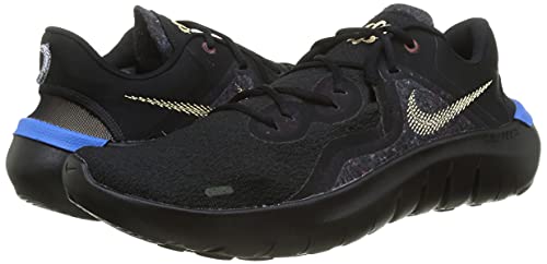 Nike Men's Flex 2021 Running Shoe (9.5, Black/Light Photo Blue/Melon Tint, Numeric_9_Point_5)