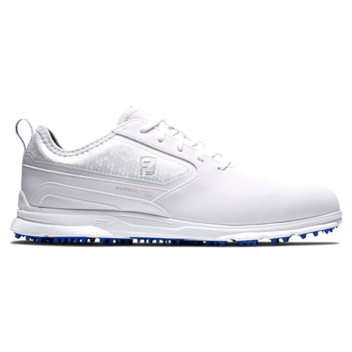 FootJoy Men's Superlites XP Golf Shoe, White/Blue, 9 Wide