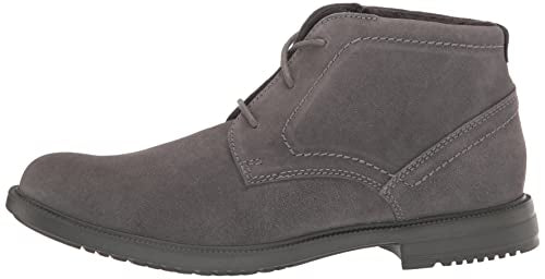 Rockport Men's Berenger Plain Toe Chukka Boot, Steel Grey Suede, 8.5