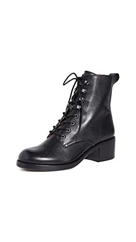 Madewell Women's Combat The Patti Lace Up Boots - Chunky Heel, Smooth Leather Lining and Cushioned Footbed - True Black 7 M