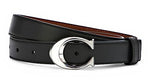 Coach Women's Signature Buckle Belt, 25mm (Silver Buckle - Black - Dark Saddle, XL)