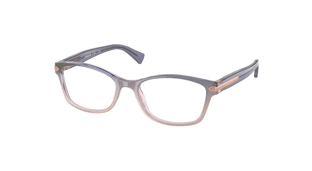 Coach HC6065 5554 51MM Shimmer Violet Peach Gradient Rectangle Eyeglasses for Women + BUNDLE With Designer iWear Eyewear Kit