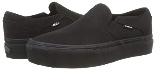 Vans Women's Asher Platform Slip-On Sneaker, Canvas Black Black, 10