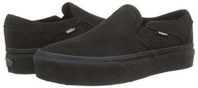 Vans Women's Asher Platform Sneaker, Canvas Black Black, 8