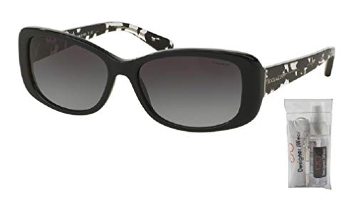 Coach HC8168 534811 56M Black/Black Crystal Mosaic/Light Grey Gradient Rectangle Sunglasses For Women + BUNDLE with Designer iWear Eyewear Kit