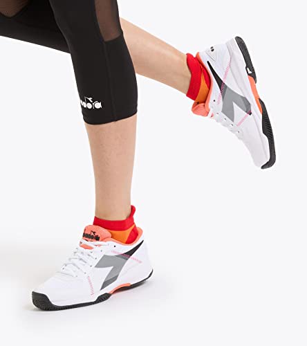 Diadora Trofeo W All Ground Pickleball Tennis Shoes (White/Black/Vermillion) (10.5)