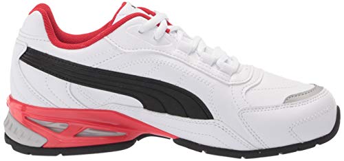 PUMA mens Respin Sneaker, Puma White-puma Black-puma Silver-high Risk Red, 11 US