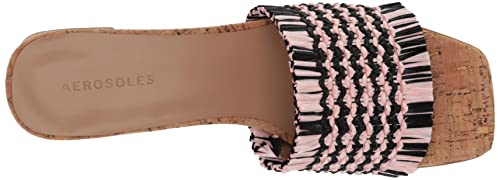 Aerosoles Women's Rufina Heeled Sandal, Pink Combo Vegan Raffia, 9