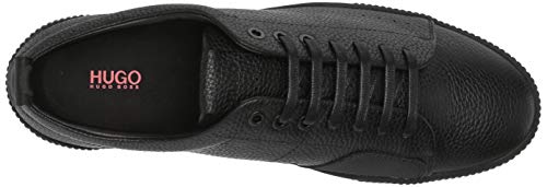 BOSS Green by Hugo Men's Leather Sneakers with Rubber Sole Shoe, Black, 11 M US