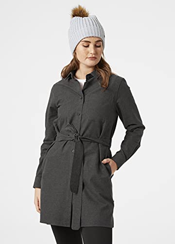 Helly-Hansen Womens Organic Flannel Shirt Dress, 980 Ebony Melange, Large