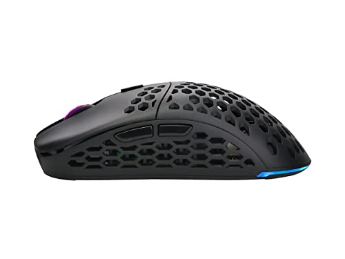 Monoprice Hyper-K Wireless Ultralight Gaming Mouse - PixArt Optical Sensor, Offers 6 Programmable DPI Settings - Dark Matter